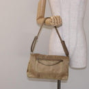 PRADA Shoulder Bag Nylon Beige Silver Auth 141630-26