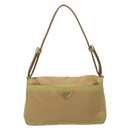 PRADA Shoulder Bag Nylon Beige Silver Auth 141630-3