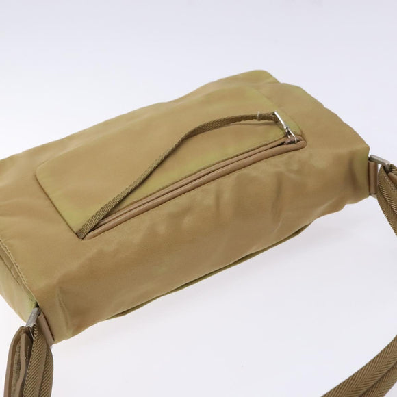 PRADA Shoulder Bag Nylon Beige Silver Auth 141630
