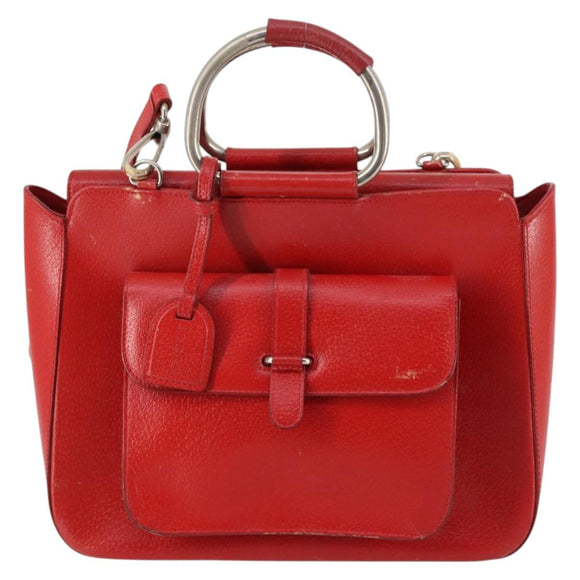 GUCCI Hand Bag Leather 2way Red 000 2058 0307 5 Auth 141632