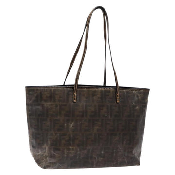 FENDI Zucca Canvas Tote Bag Black Brown Auth 141633