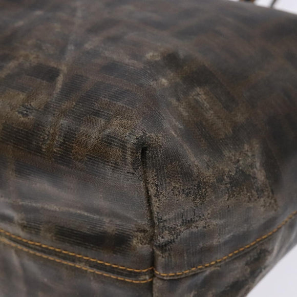 FENDI Zucca Canvas Tote Bag Black Brown Auth 141633