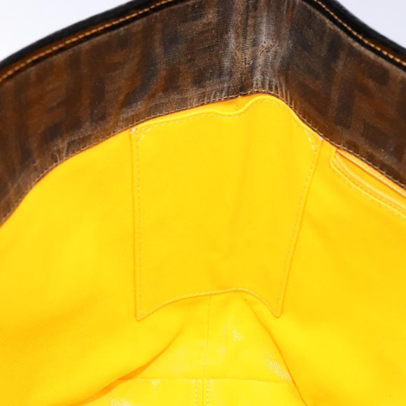 FENDI Zucca Canvas Tote Bag Black Brown Auth 141633