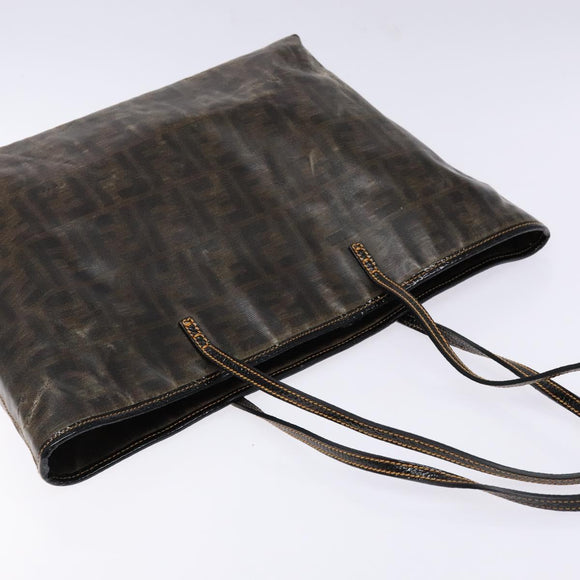FENDI Zucca Canvas Tote Bag Black Brown Auth 141633
