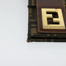 FENDI Zucca Canvas Shoulder Bag Black Brown gold Auth 141634-10