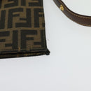 FENDI Zucca Canvas Shoulder Bag Black Brown gold Auth 141634-11