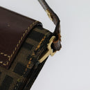 FENDI Zucca Canvas Shoulder Bag Black Brown gold Auth 141634-14
