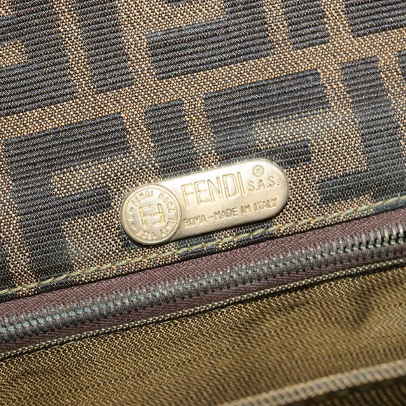 FENDI Zucca Canvas Shoulder Bag Black Brown gold Auth 141634
