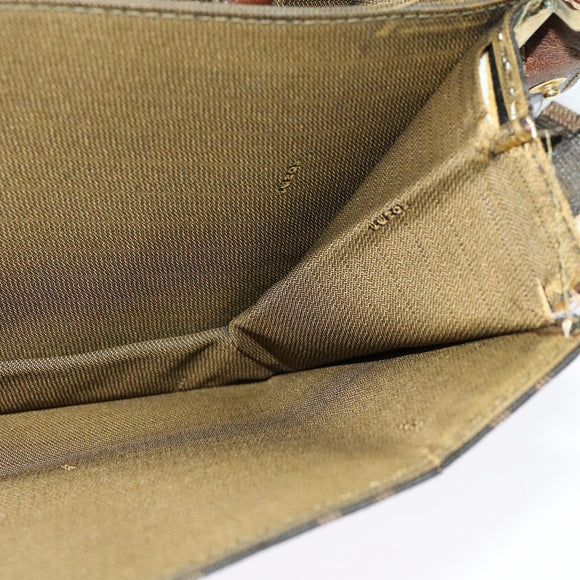 FENDI Zucca Canvas Shoulder Bag Black Brown gold Auth 141634