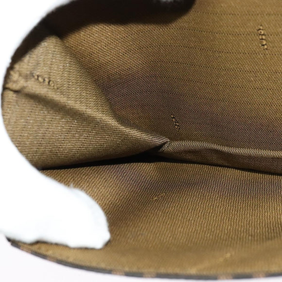 FENDI Zucca Canvas Shoulder Bag Black Brown gold Auth 141634