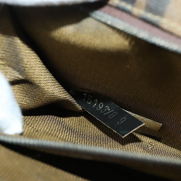 FENDI Zucca Canvas Shoulder Bag Black Brown gold Auth 141634