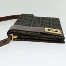FENDI Zucca Canvas Shoulder Bag Black Brown gold Auth 141634-4