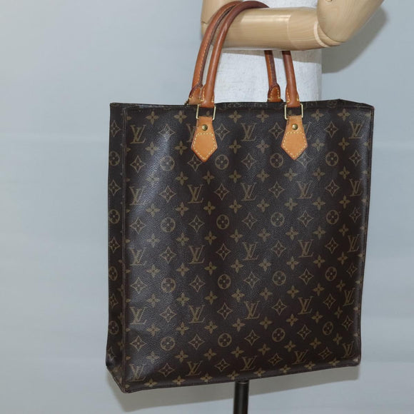 LOUIS VUITTON Monogram Sac Plat Hand Bag M51140 LV Auth 141640