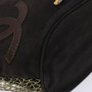 CHANEL Camelia Tote Bag Canvas Black Silver CC Auth 141651-14