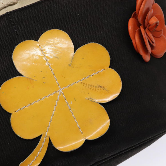 CHANEL Camelia Tote Bag Canvas Black Silver CC Auth 141651