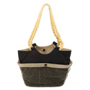 CHANEL Camelia Tote Bag Canvas Black Silver CC Auth 141651-2