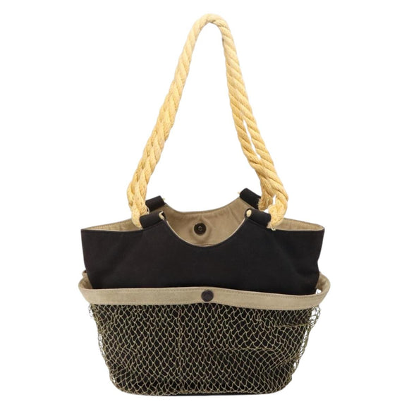 CHANEL Camelia Tote Bag Canvas Black Silver CC Auth 141651