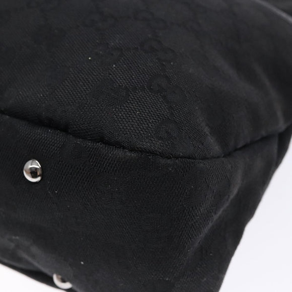 GUCCI GG Canvas Shoulder Bag Black Silver 132260 Auth 141652