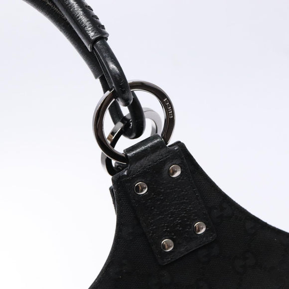 GUCCI GG Canvas Shoulder Bag Black Silver 132260 Auth 141652