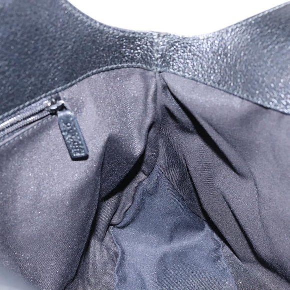 GUCCI GG Canvas Shoulder Bag Black Silver 132260 Auth 141652