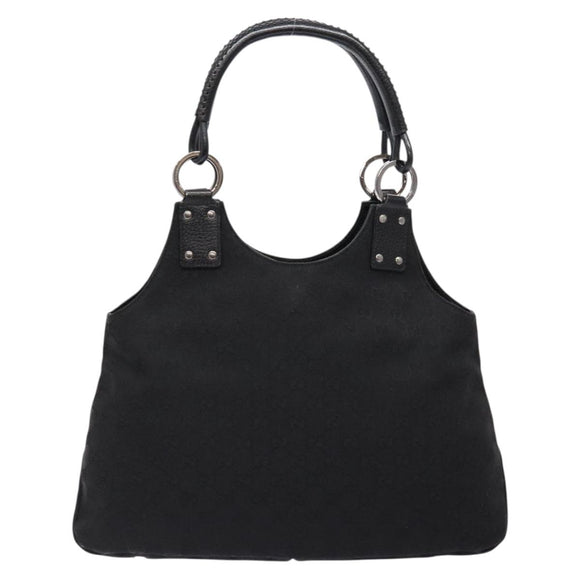 GUCCI GG Canvas Shoulder Bag Black Silver 132260 Auth 141652