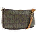 LOUIS VUITTON Graffiti Pochette Accessoires Pouch Khaki M92191 LV Auth 141678-1