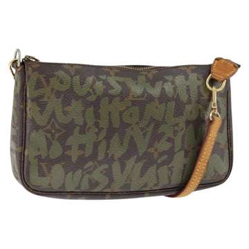 LOUIS VUITTON Graffiti Pochette Accessoires Pouch Khaki M92191 LV Auth 141678