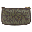 LOUIS VUITTON Graffiti Pochette Accessoires Pouch Khaki M92191 LV Auth 141678-2