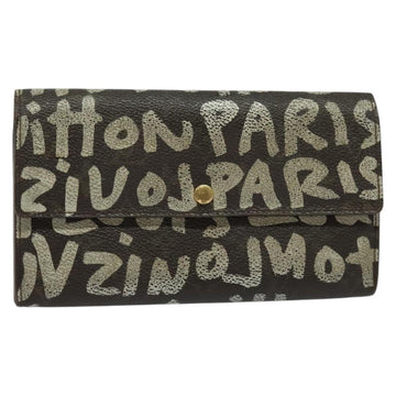 LOUIS VUITTON Graffiti Porte Monnaie Credit Long Wallet White M92189 Auth 141686