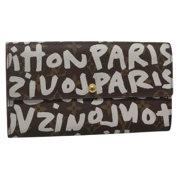 LOUIS VUITTON Graffiti Porte Monnaie Credit Wallet White M92189 LV Auth 141687V