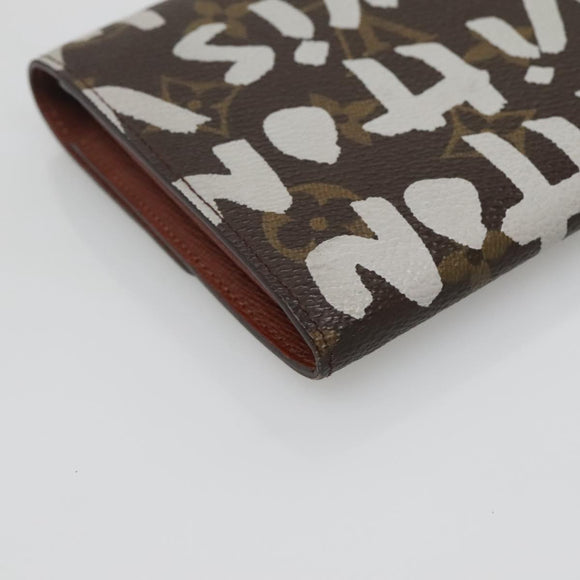 LOUIS VUITTON Graffiti Porte Monnaie Credit Wallet White M92189 LV Auth 141687V