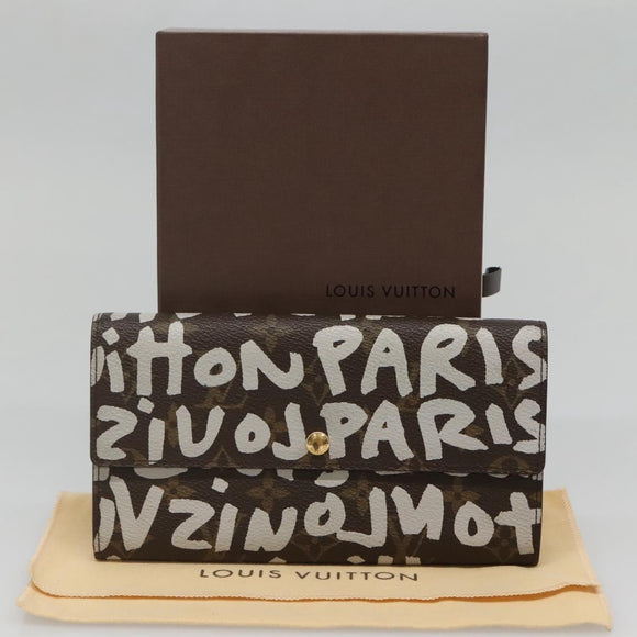 LOUIS VUITTON Graffiti Porte Monnaie Credit Wallet White M92189 LV Auth 141687V