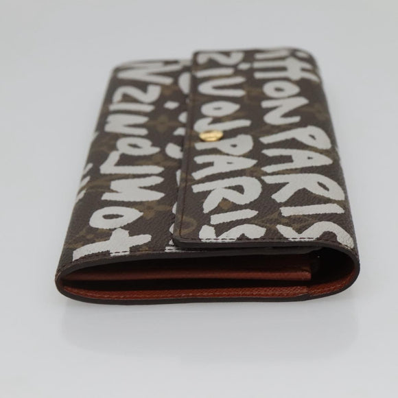 LOUIS VUITTON Graffiti Porte Monnaie Credit Wallet White M92189 LV Auth 141687V