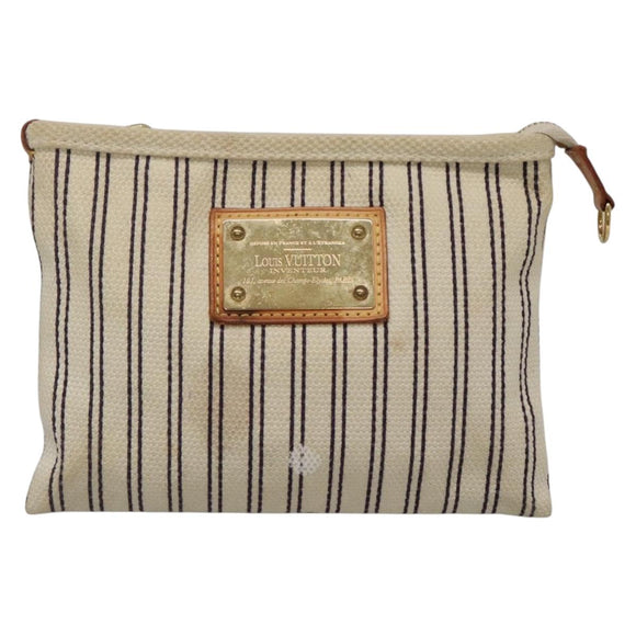 LOUIS VUITTON Antigua Pochette Platform PM Pouch White M40069 LV Auth 141688