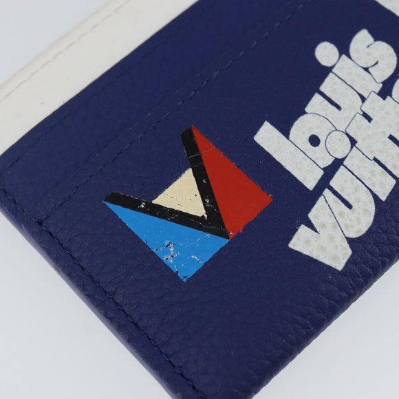 LOUIS VUITTON Everyday LV Porte Cartes Double Card Case Blue M80844 Auth 141691