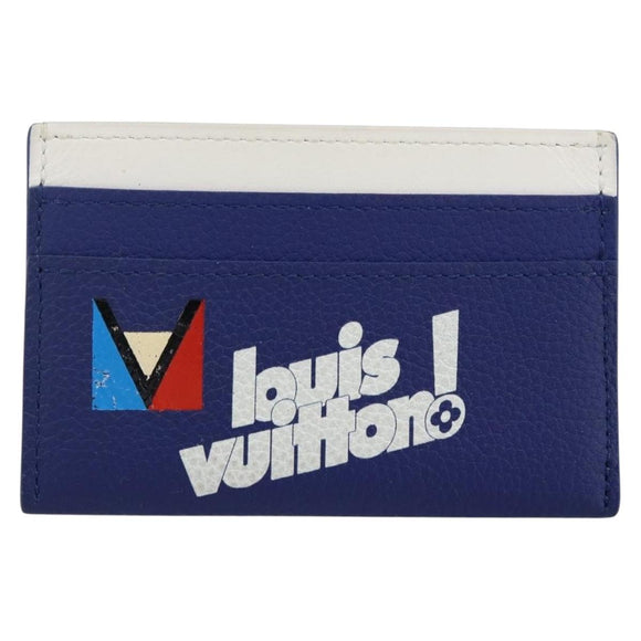 LOUIS VUITTON Everyday LV Porte Cartes Double Card Case Blue M80844 Auth 141691