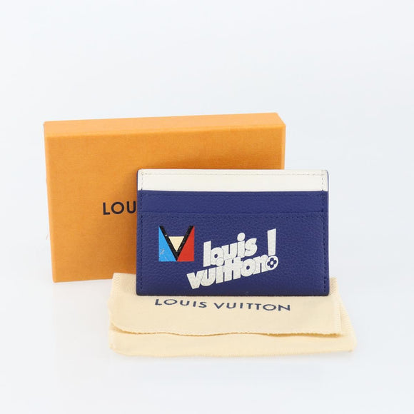 LOUIS VUITTON Everyday LV Porte Cartes Double Card Case Blue M80844 Auth 141691