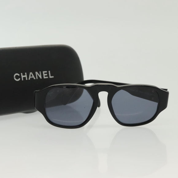 CHANEL Sunglasses Plastic Black CC Auth 141693