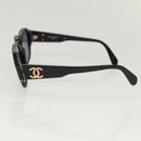 CHANEL Sunglasses Plastic Black CC Auth 141693-6