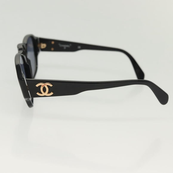 CHANEL Sunglasses Plastic Black CC Auth 141693