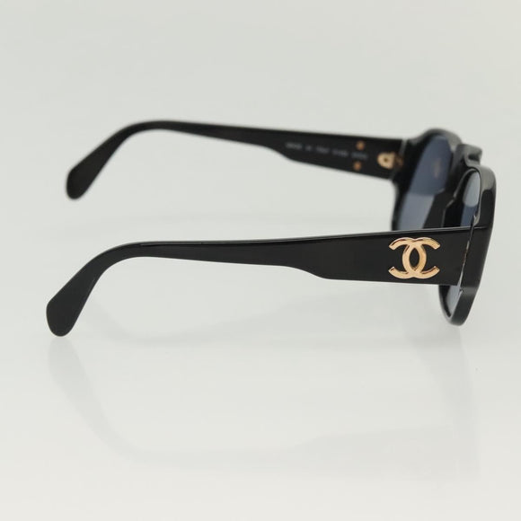 CHANEL Sunglasses Plastic Black CC Auth 141693