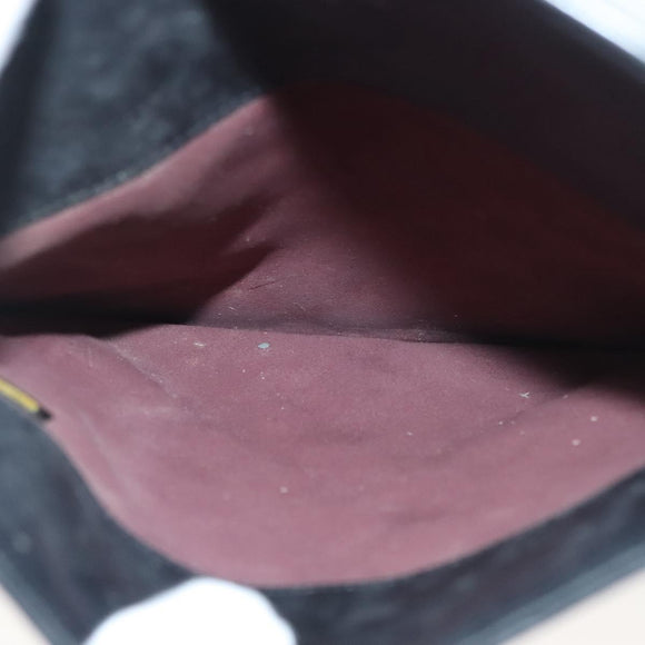 CHANEL Matelasse iPad Case Lamb Skin Black Silver CC Auth 141696