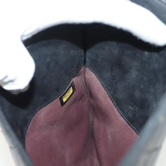 CHANEL Matelasse iPad Case Lamb Skin Black Silver CC Auth 141696