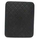 CHANEL Matelasse iPad Case Lamb Skin Black Silver CC Auth 141696-2