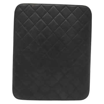 CHANEL Matelasse iPad Case Lamb Skin Black Silver CC Auth 141696 - 0