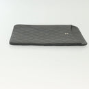 CHANEL Matelasse iPad Case Lamb Skin Black Silver CC Auth 141696-4