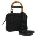 GUCCI Bamboo Hand Bag Nylon 2way Black Silver 007 2040 0275 Auth 141697-1