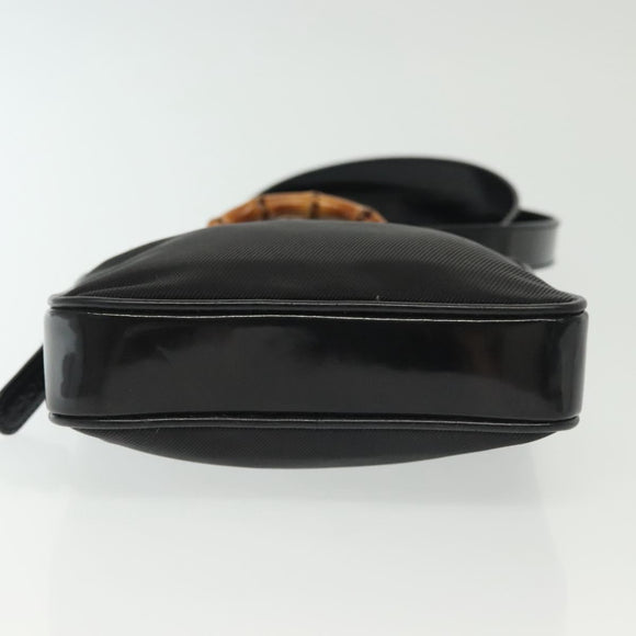 GUCCI Bamboo Hand Bag Nylon 2way Black Silver 007 2040 0275 Auth 141697