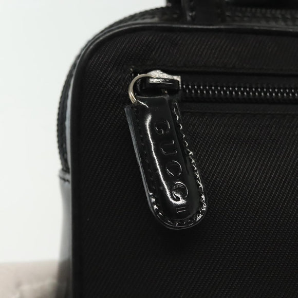 GUCCI Bamboo Hand Bag Nylon 2way Black Silver 007 2040 0275 Auth 141697