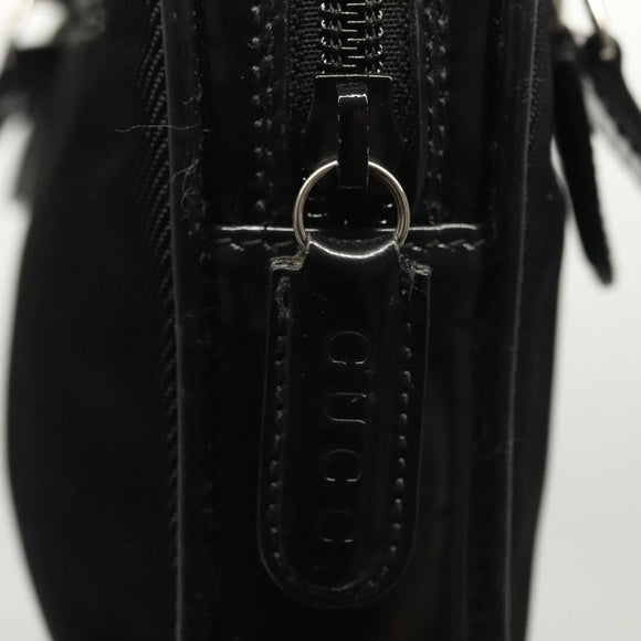 GUCCI Bamboo Hand Bag Nylon 2way Black Silver 007 2040 0275 Auth 141697